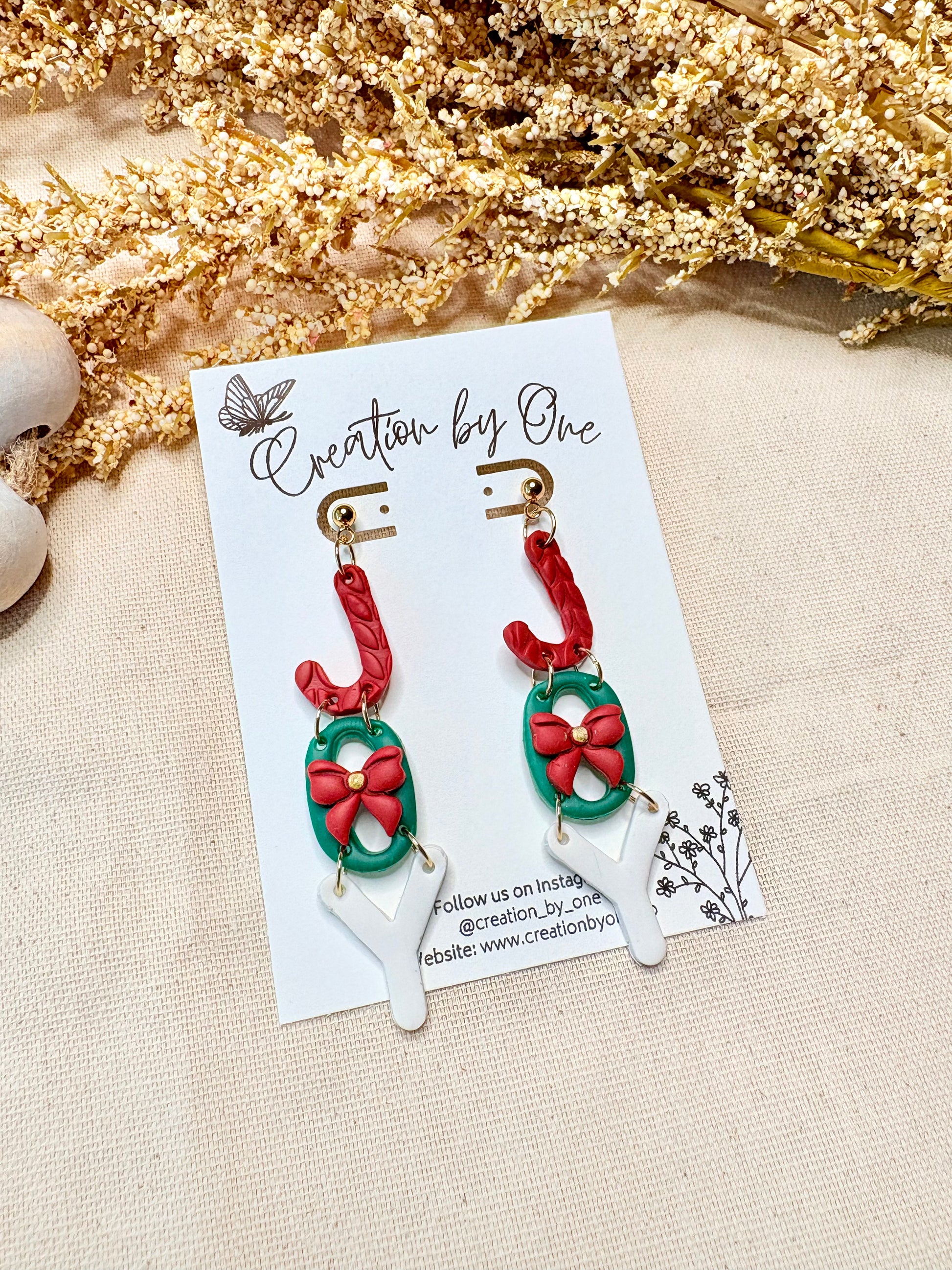 Lightweight polymer clay Joy earrings with 14K gold-plated hardware for Christmas gifting