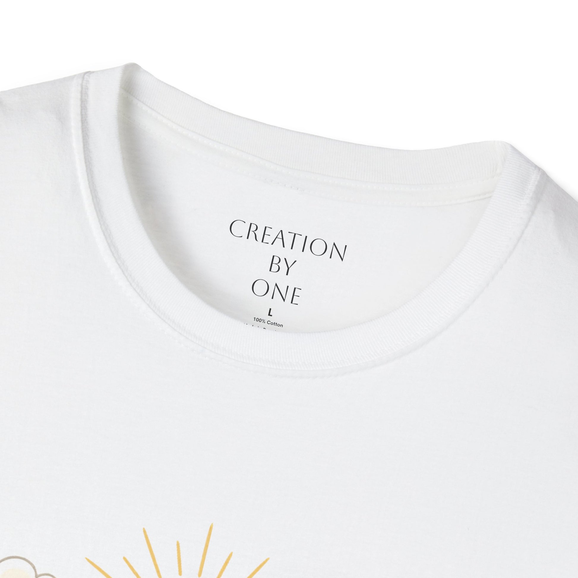 PEACE T-SHIRT COLLAR CREATION BY ONE TAG LARGE SIZE 100% COTTON